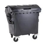 1 100 L-es nagyméretű szeméttároló íves tetejű konténer külön nyitható kisfedéllel