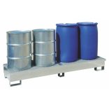 Gyűjtőkád acélráccsal, 4x200 l hordóra, 2500x800x150/250 mm, 270 L
