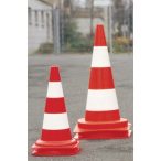   Nappal világító terelő kúp, üzemen belüli használatra, piros két fehér gyűrűvel, magasság: 500 mm