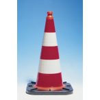   Fényvisszaverős terelő kúp kültéri használatra, BASt bevizsgálással, piros két fehér gyűrűvel, magasság: 750 mm