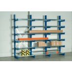   Konzolos állvány acéllemez polccal, egy oldalas, bővítmény, 6 db rakodószint, 1000x720x2500 mm